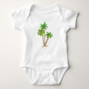 Body Aquarelle Tropical Beach Palm Tree