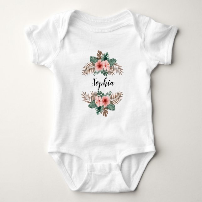 Body Aquarelle Tropical Floral Wreath Texte personnalis (Devant)