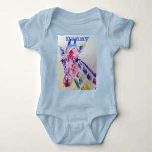 Body Aquarelle Whimsical de la Girafe Couleur bleue Béb