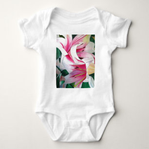 Body Art de l'aquarelle des fleurs de lys blanches et r