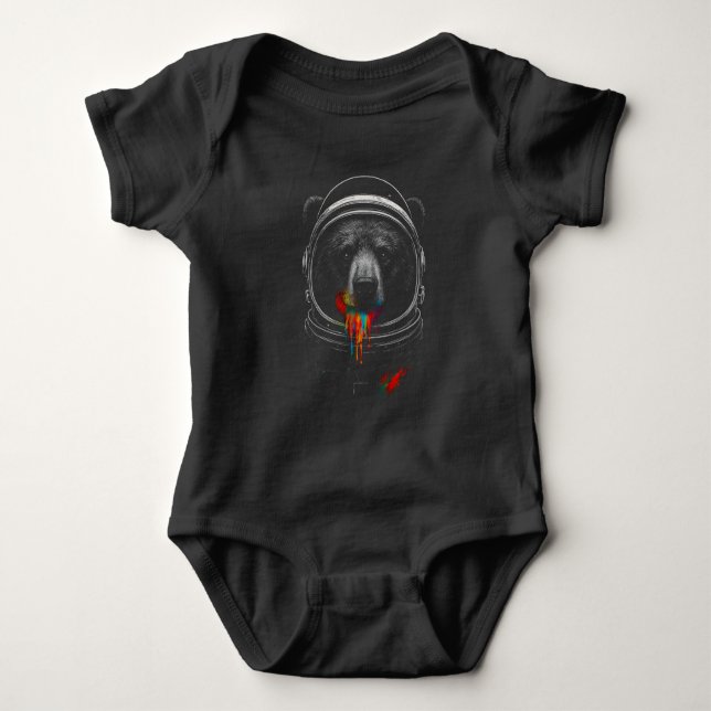 Body Astronaut Bear with Neon Paint Drips Cosmic Animal (Devant)