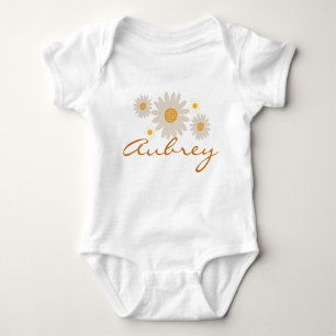 Body Aubrey name reveal retro daisy boho flower design