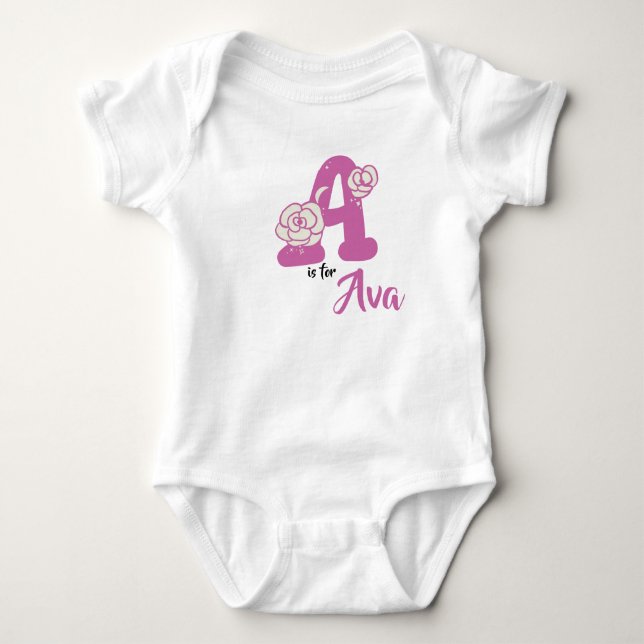 Body Ava Nom Baby Outfit Lettre A Romper Floral (Devant)