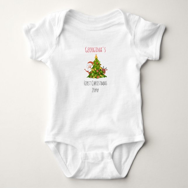 Body Baby 1er sapin de Noël personnalisé Père Noël (Devant)