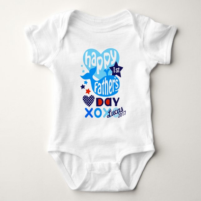 Body Baby Boy First Fête des pères Whale Shirt (Devant)