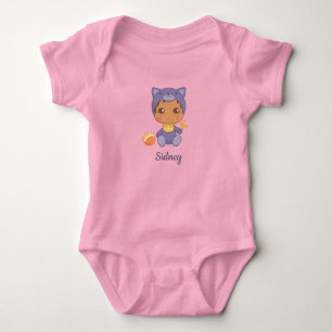 Body Baby Boy Girl Purple Chat Nom personnalisé