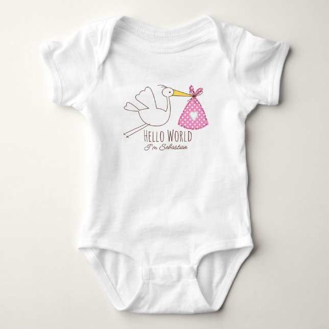 Body Baby Boy Hello World I'm Sebastian Personalized  (Devant)