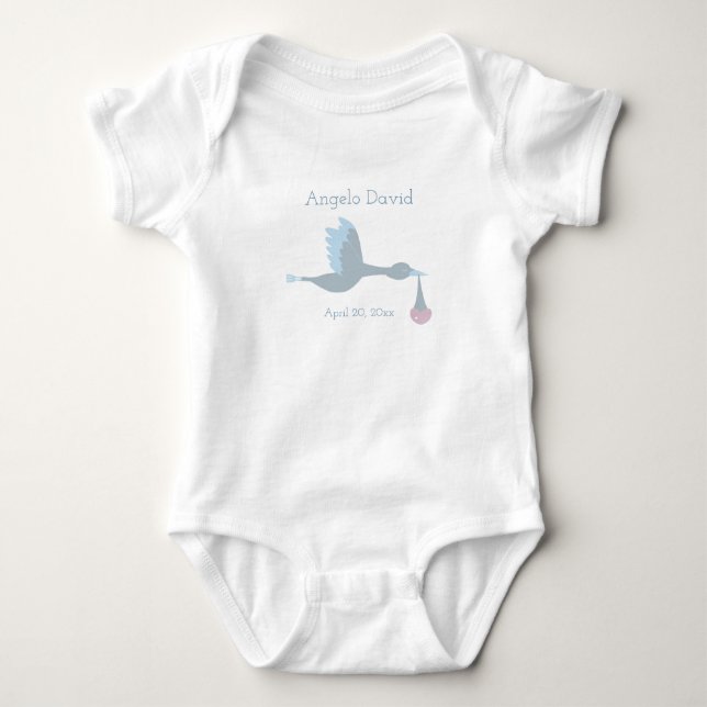 Body Baby Boy Stork avec ciel bleu et nuages (Devant)