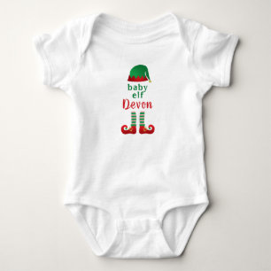 Body Baby Elf Personnaliser Nom Chritsmas Rouge Vert