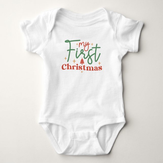 Body Baby First 1st Christmas Cadeau pour nouveau bébé (Devant)