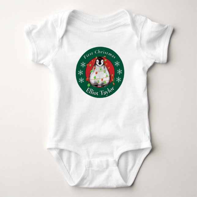 Body Baby first Christmas cute penquin personalize (Devant)