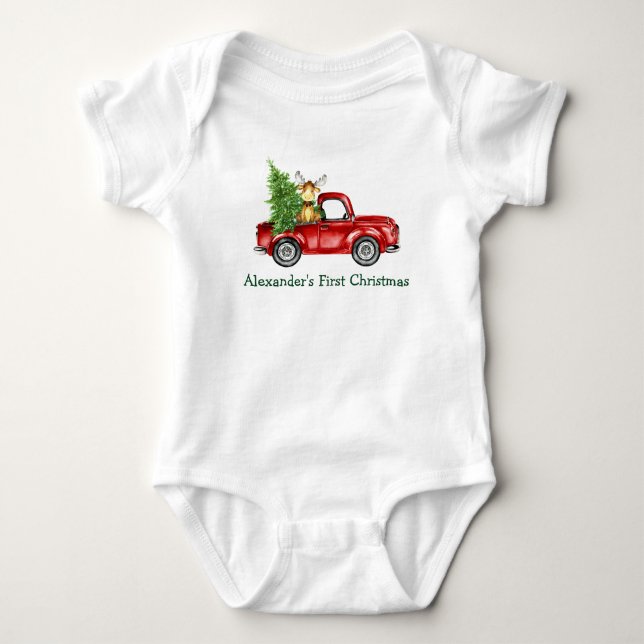 Body Baby First Christmas Red Truck Tree Moose (Devant)