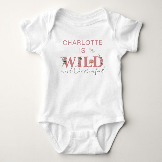 Body Baby Girl 1er anniversaire Wild & Onederful Pink (Devant)