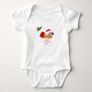 Body Baby Girl First Christmas Red Santa Hat Baby Bodys