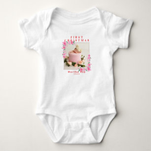 Body Baby Girl First Christmas Soft Cadre floral rose