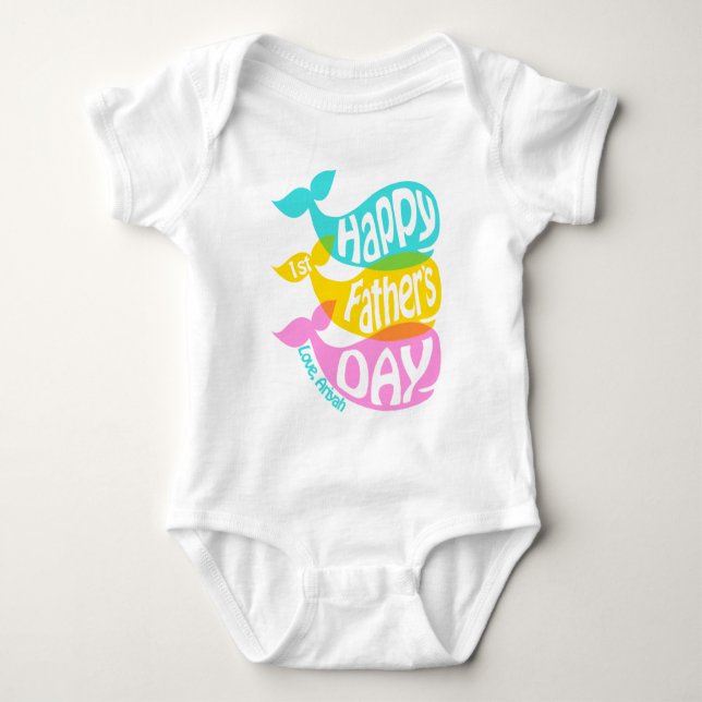 Body Baby Girl First Fête des pères Chemise Whale (Devant)