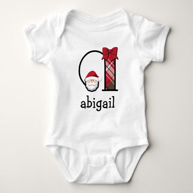 Body Baby Girl Plaid Père Noël Noël Bodysuit initial a (Devant)