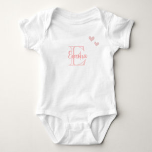Body Baby Girl Prénom Monogramme rose Coeur