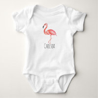 Baby Girl Tropical Aquarelle rose Nom du Flamant r