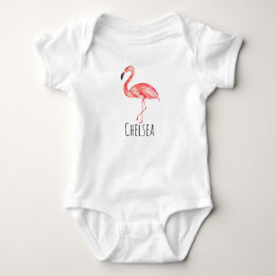 Body Baby Girl Tropical Aquarelle rose Nom du Flamant r