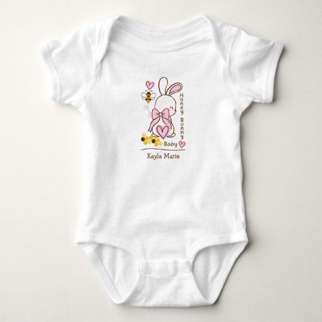 Body Baby-lapin de miel - Bodysuit de bébé personnalisé (Devant)