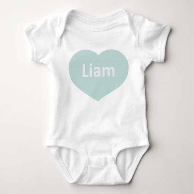 Body Baby Liam Blanc bleu-vert Coeur Bébé Bodysuit (Devant)