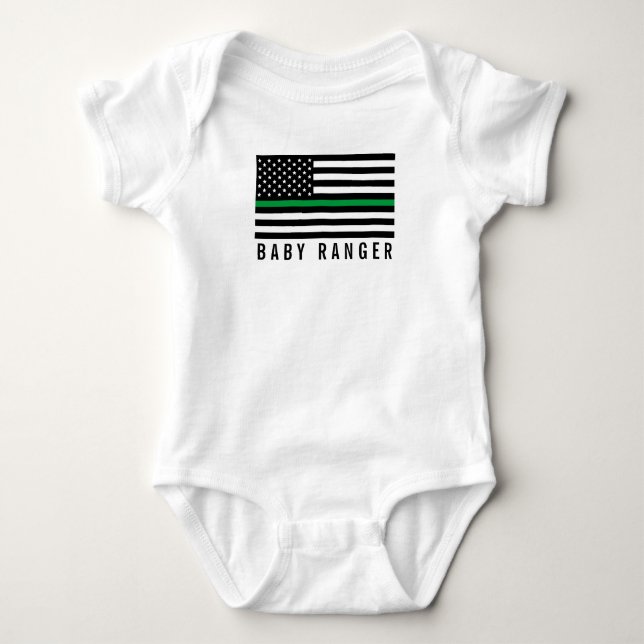 Body Baby Ranger Mince Ligne verte Drapeau américain (Devant)