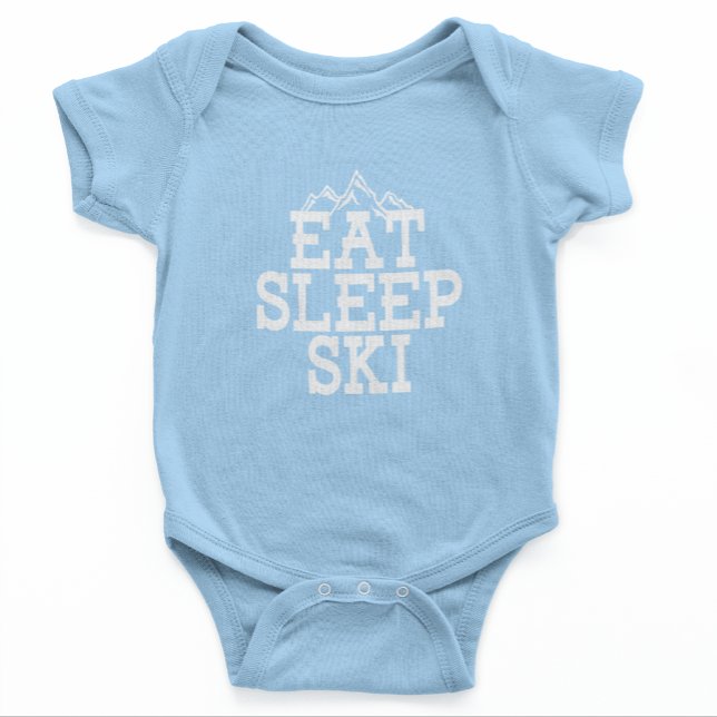 Body Baby shower à bâtons de ski d'hiver (Eat Sleep Ski Light Blue Baby Bodysuit)