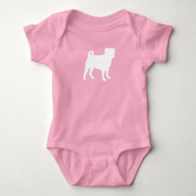 Body Baby Shower Chien Carlin Bébé Fille Rose (Devant)