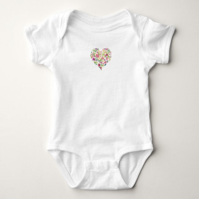 Body Baby Shower Cœur Floral Rose Maman Amour Doux (Devant)