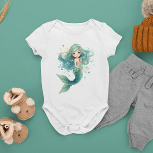 Body Baby shower de sirène couleur méduse aquarelle