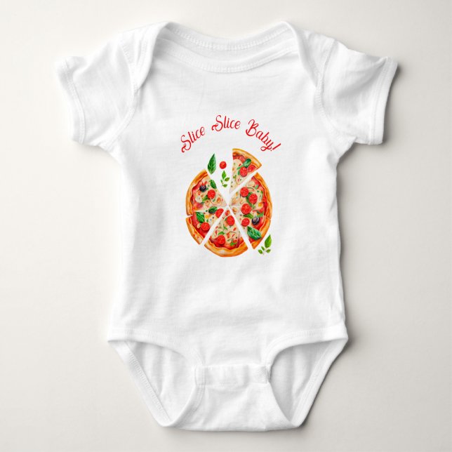 Body Baby shower de tranche de pizza italienne moderne (Devant)