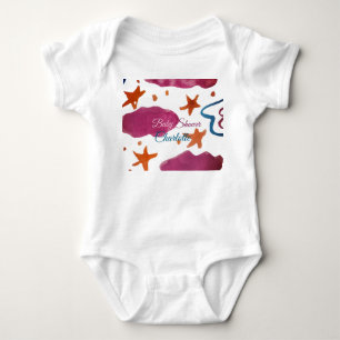 Body Baby shower nuages rose bleu ajouter nom aquarelle