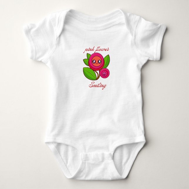 Body Babysuite Lächelnde rosa Blume Baby Strampler (Vorderseite)