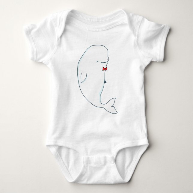 Body baleine de beluga de kawaii avec le bowtie rouge (Devant)