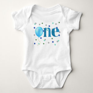 Body Ballons Bleus et Confetti Premier anniversaire