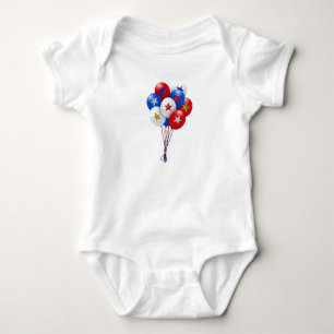 Body Ballons Patriotiques Blancs Rouge et Bleu mignons