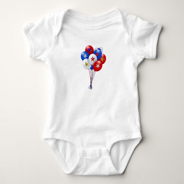 Body Ballons Patriotiques Blancs Rouge et Bleu mignons (Devant)