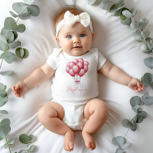 Body Balloons roses Aquarelle Baby shower fille