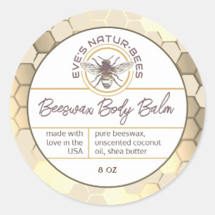 Body Balm aus Liebe Honeycomb Bee Lip Balm Runder Aufkleber