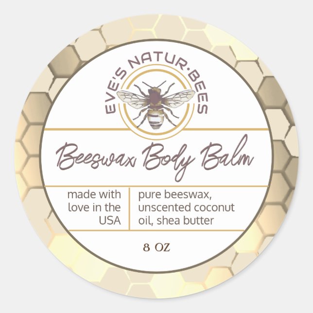 Body Balm aus Liebe Honeycomb Bee Lip Balm Runder Aufkleber (Vorderseite)