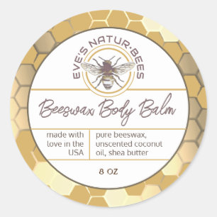 Body Balm aus Liebe Honeycomb Bee Lip Balm Runder Aufkleber
