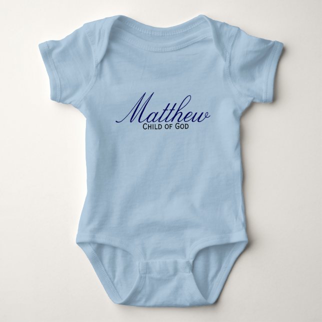 Body Baptême de garçon bleu Enfant de Dieu Onsie Creepe (Devant)