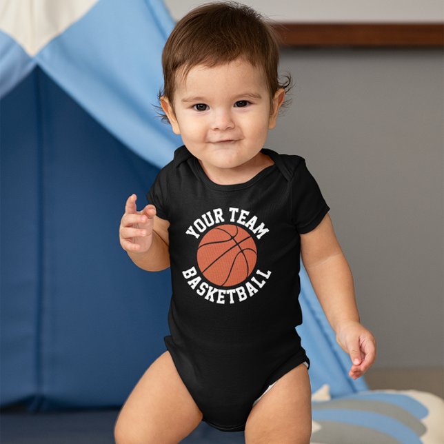 Body Basketball Baby Team Nom, Nom et Numéro du joueur (basketball baby onesie bodysuit with custom basketball team name)