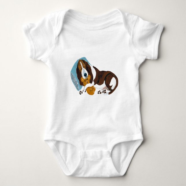 Body Basset endormi avec le nounours (Devant)