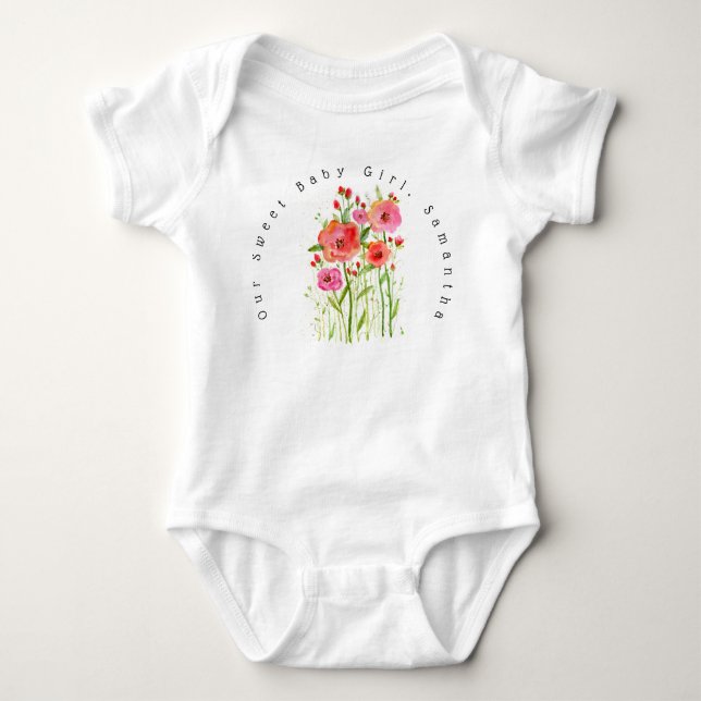 Body Bébé 1 Pc BODYSUIT POPPIES NOM DE CITATION CUST0MI (Devant)