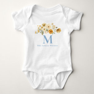 Body bébé à motif floral initial Nom en monogram