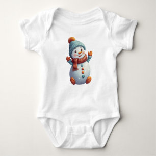 Body Bébé adorable Snowman en Casquette et Écharpe