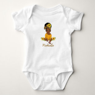 Body Bébé Africain Américain fille tournesol floral 