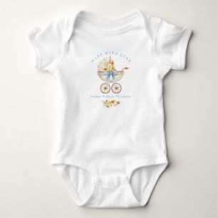 Body Bébé Bleu 'Fabriqué Avec Amour' Vieux Landau